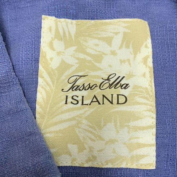 Mens Tasso Elba Island Silk Linen Blend Button Down Beach Surf Shirt - Picture 4 of 5